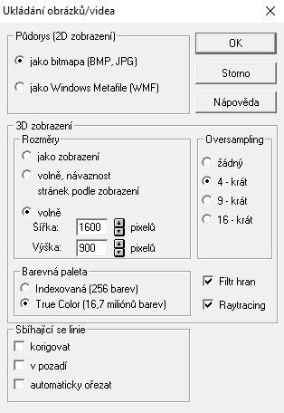 Nastavení parametrů pro uložení obrázku