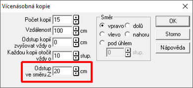 Vícenásobné kopírování ve směru Z