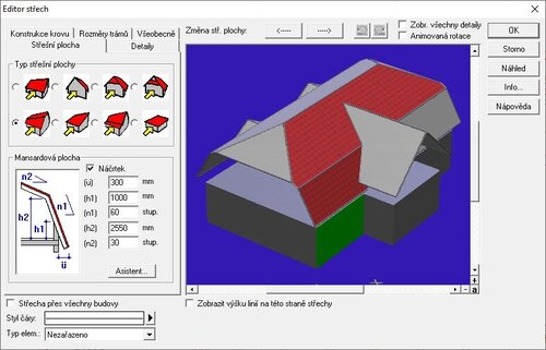 Parametrické zadávání střechy