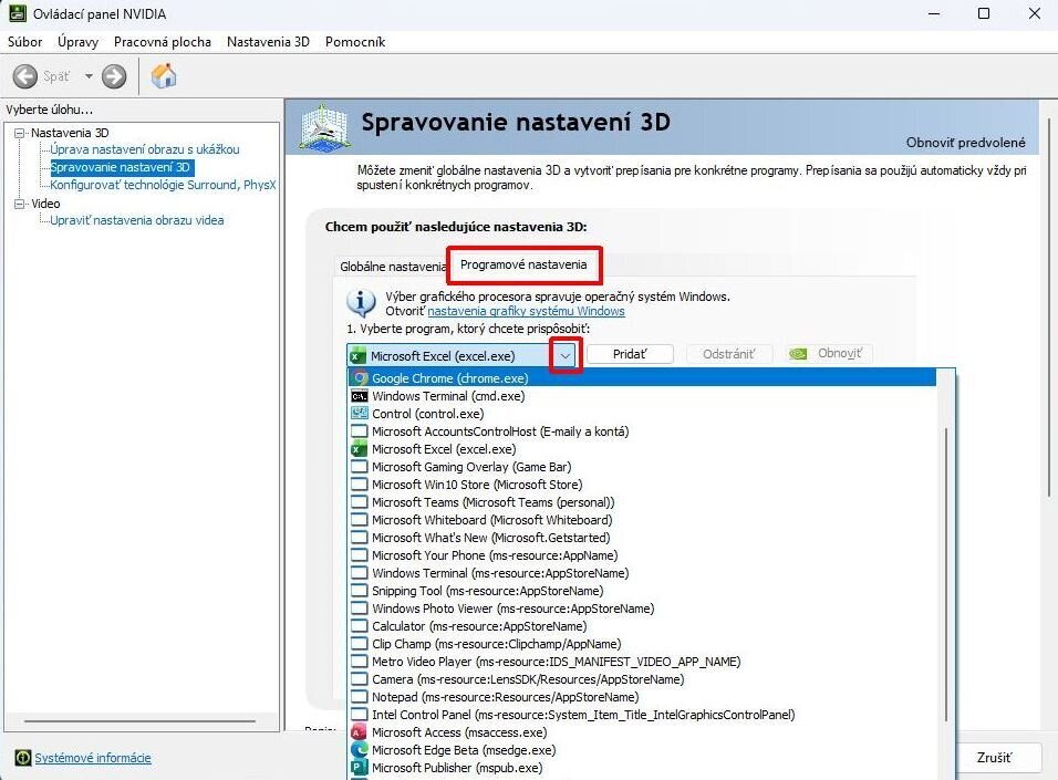 Nastavení grafické karty NVIDIA pro ArCon